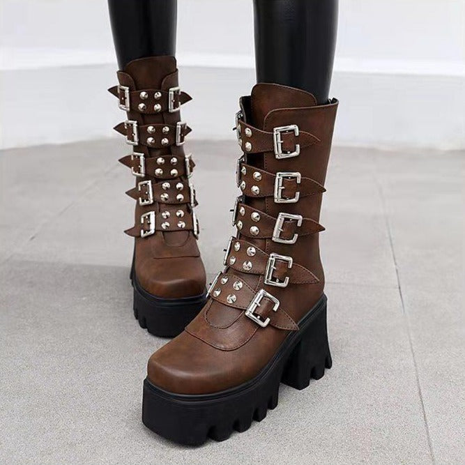 Marnie - Botas de Plataforma Gótica Punk Para Mujer