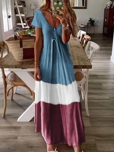 Luna - Vestido Mujer Azul Verano Largo Boho