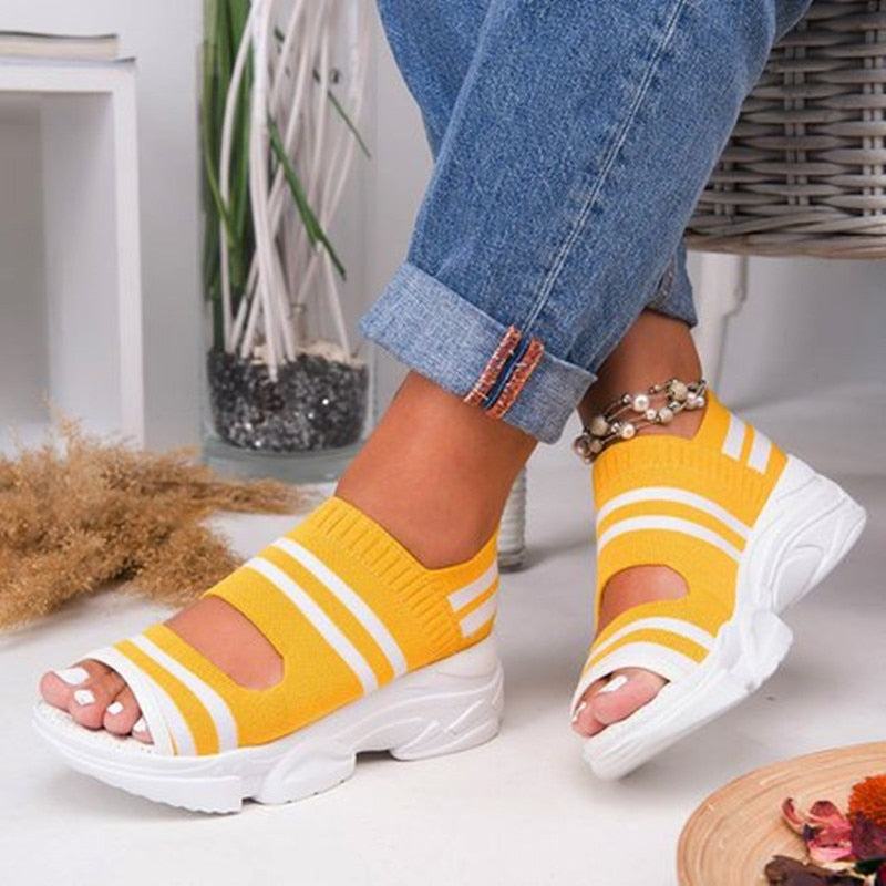 Sandalias de Punto con Plataforma para Mujer