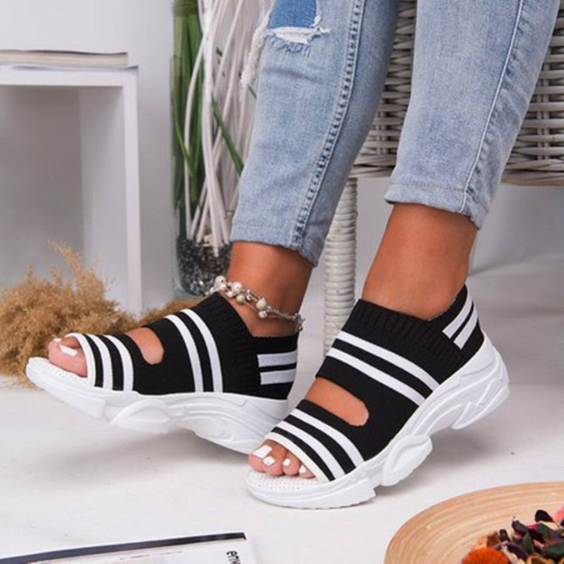 Sandalias de Punto con Plataforma para Mujer