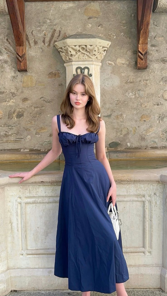 Sophie - Vestido midi largo azul elegante