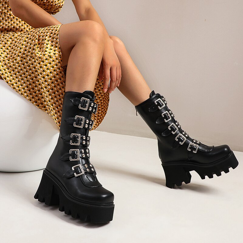 Marnie - Botas de Plataforma Gótica Punk Para Mujer