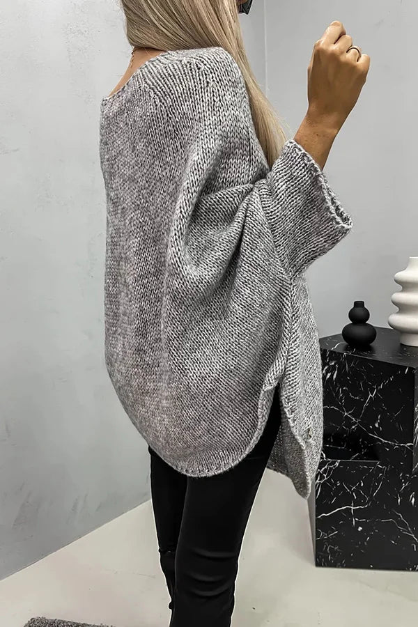 Vila - Blusa tipo poncho de punto de canalé