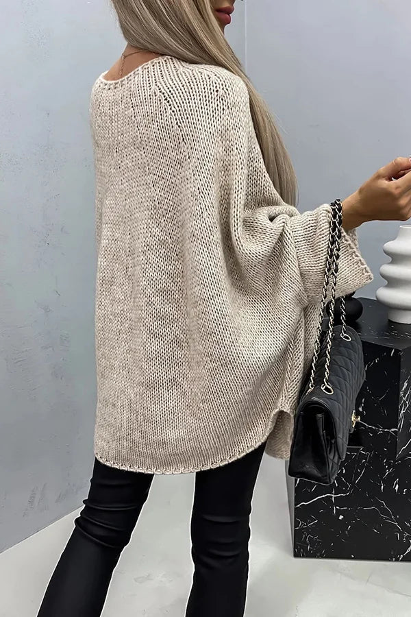 Vila - Blusa tipo poncho de punto de canalé