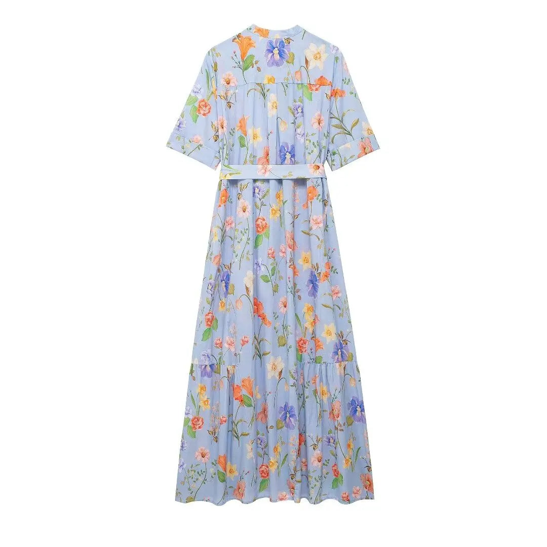 Hortensia - Vestido midi de camisa con estampado floral