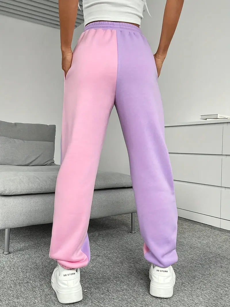 Belle – Pantalones de jogging elegantes con diseño de bloques de color