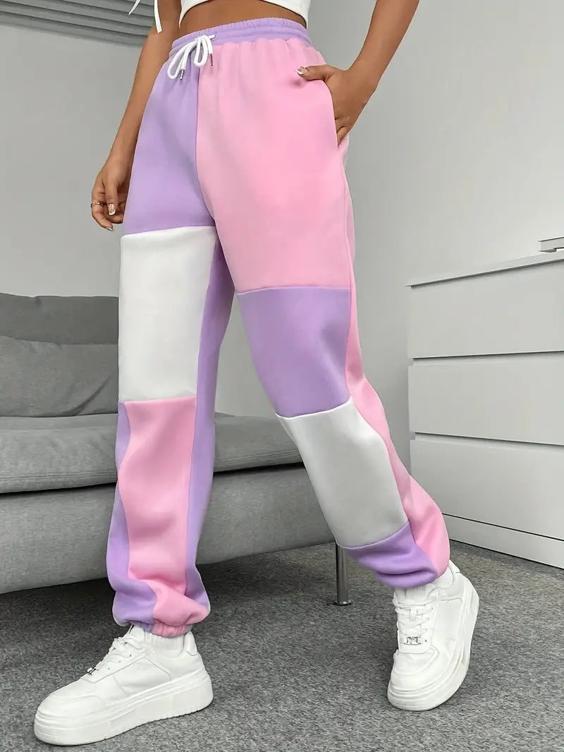 Belle – Pantalones de jogging elegantes con diseño de bloques de color