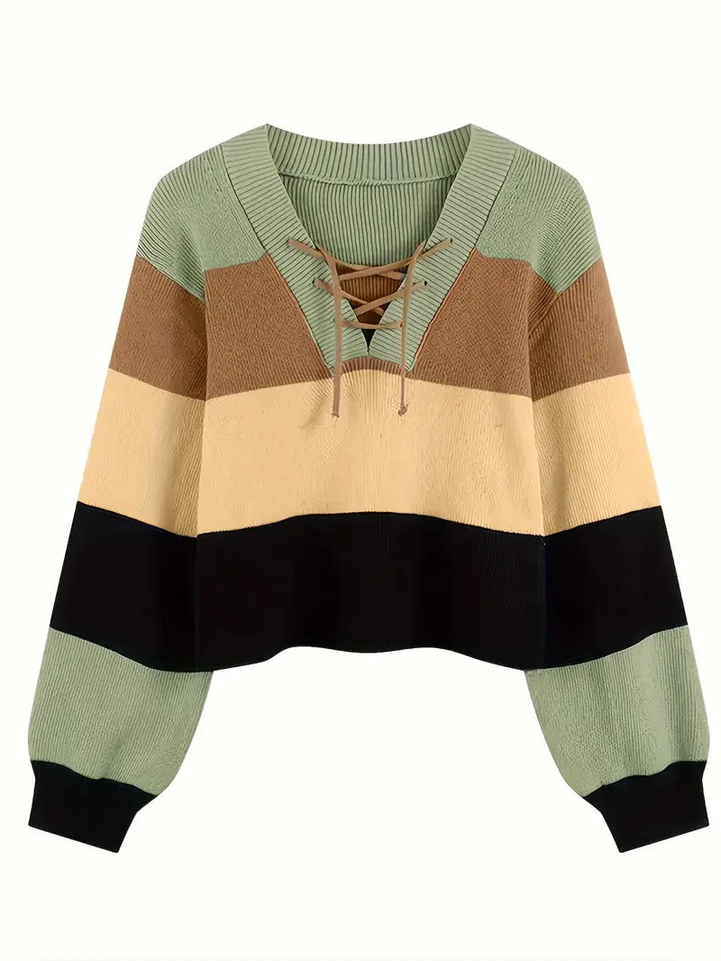 Aquila – Jersey de algodón multicolor con cuello de pico