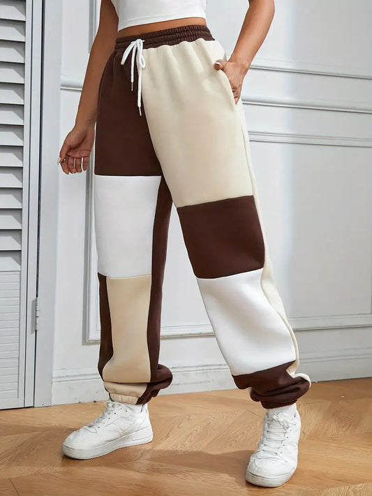 Belle – Pantalones de jogging elegantes con diseño de bloques de color