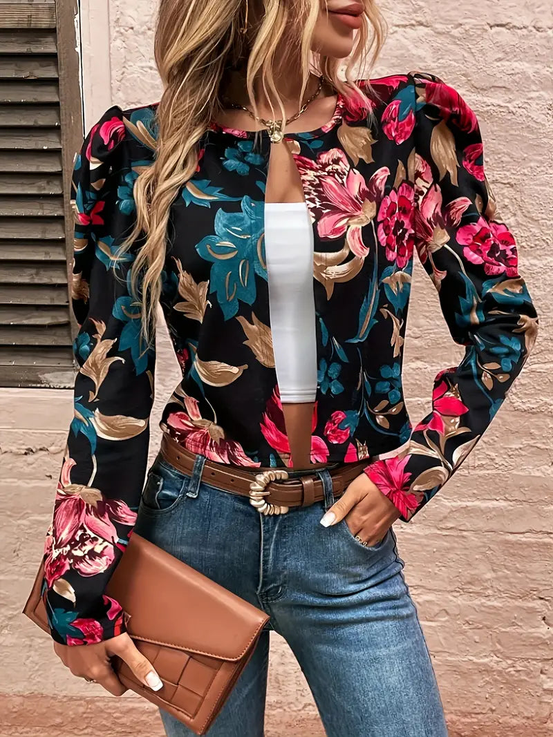 Shauna – Chaqueta Floral con Frente Abierto