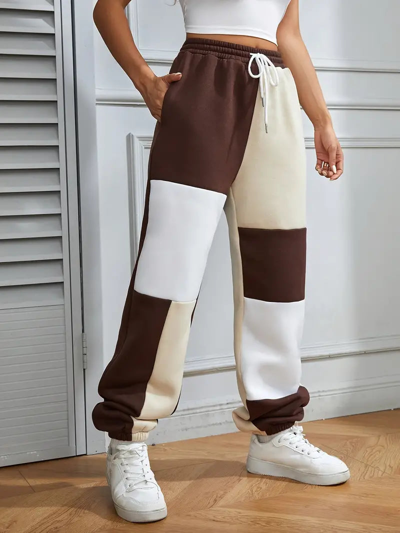 Belle – Pantalones de jogging elegantes con diseño de bloques de color