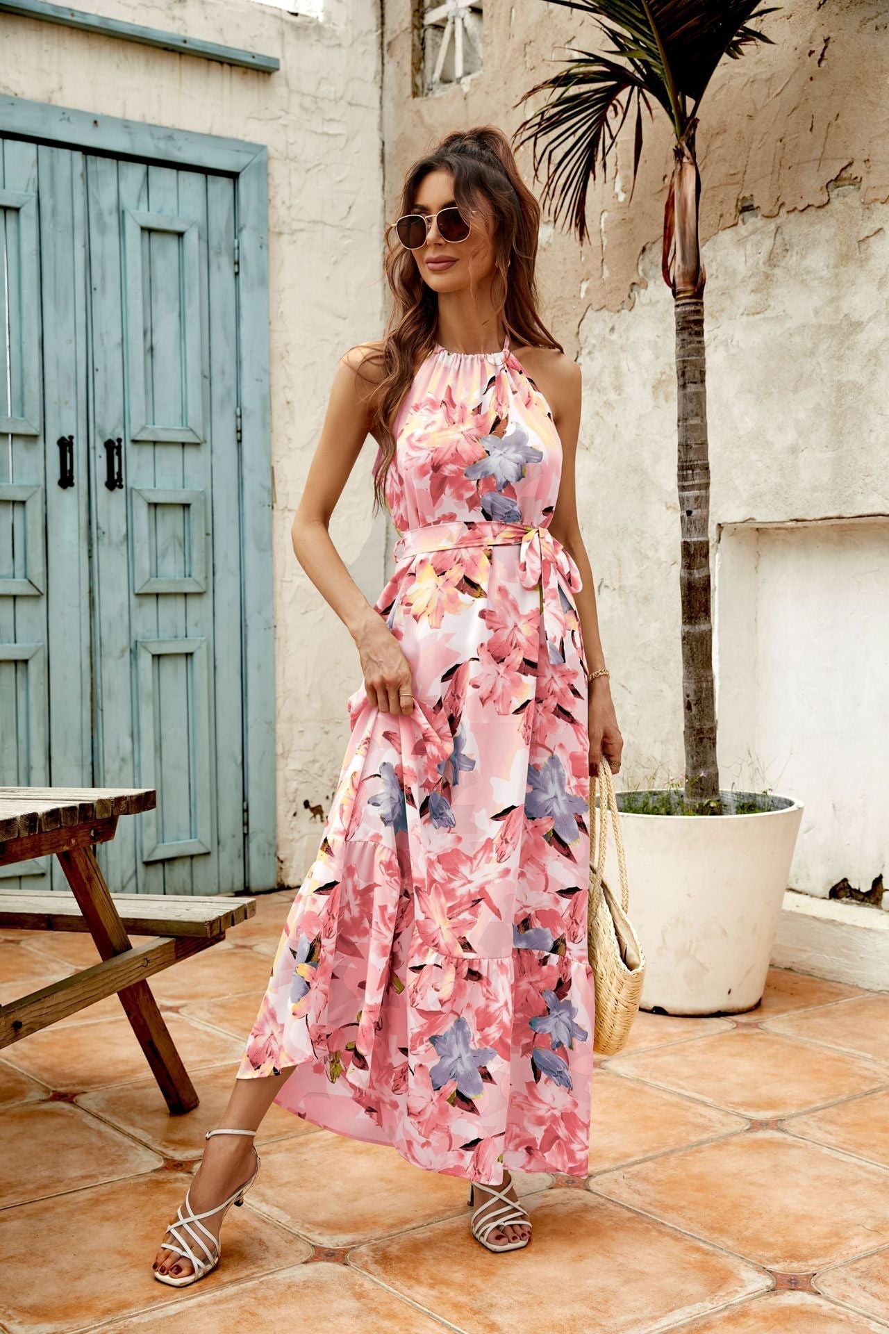 Rosa - Vestido de verano con cuello redondo