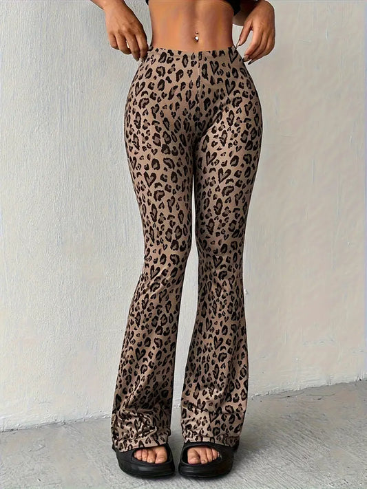 Angie – Pantalón acampanado sexy con estampado de leopardo