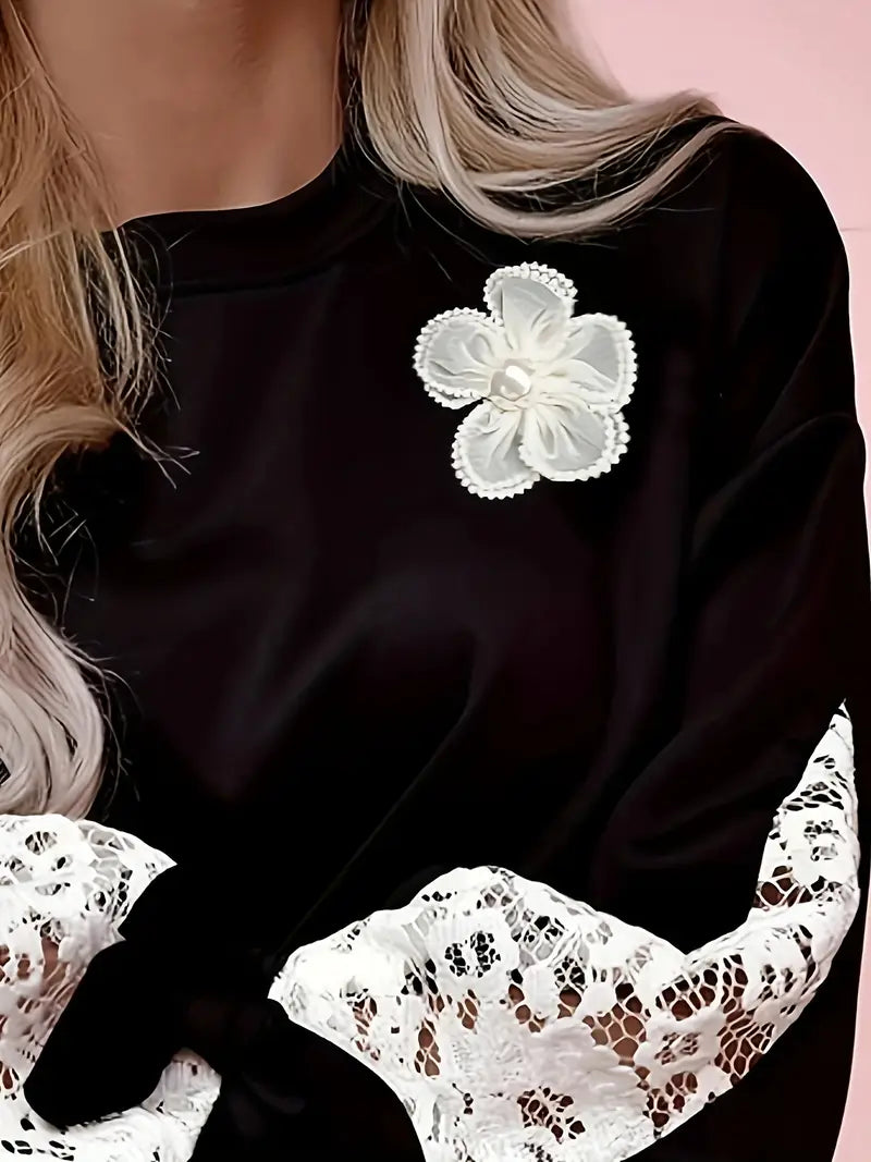 Tafeta – Elegante blusa de encaje con estampado floral