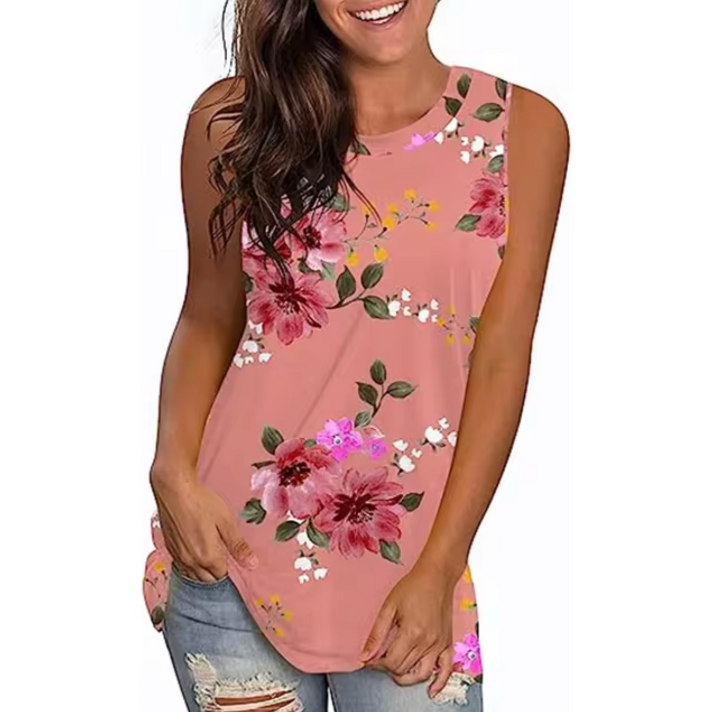 Venecia – Camiseta sin Mangas con Estampado Floral