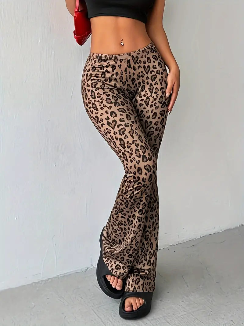 Angie – Pantalón acampanado sexy con estampado de leopardo