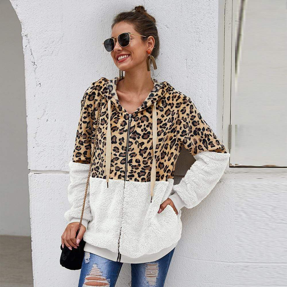 Sudadera de Otoño para Mujer con Capucha Leopardo