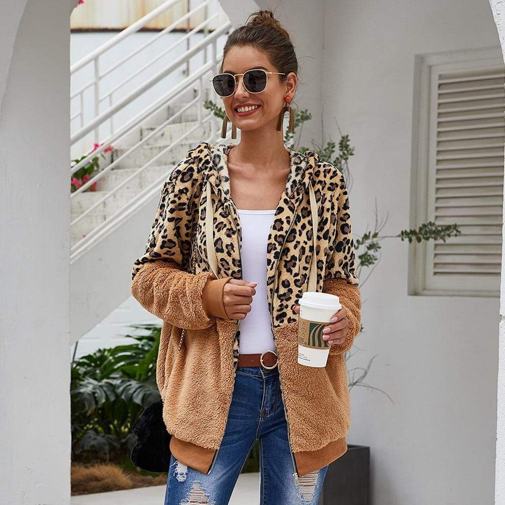 Sudadera de Otoño para Mujer con Capucha Leopardo