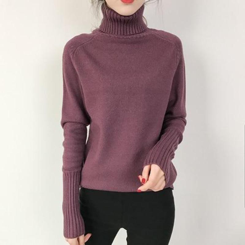 Jersey de Otoño Manga Larga de Cuello Alto para Mujer