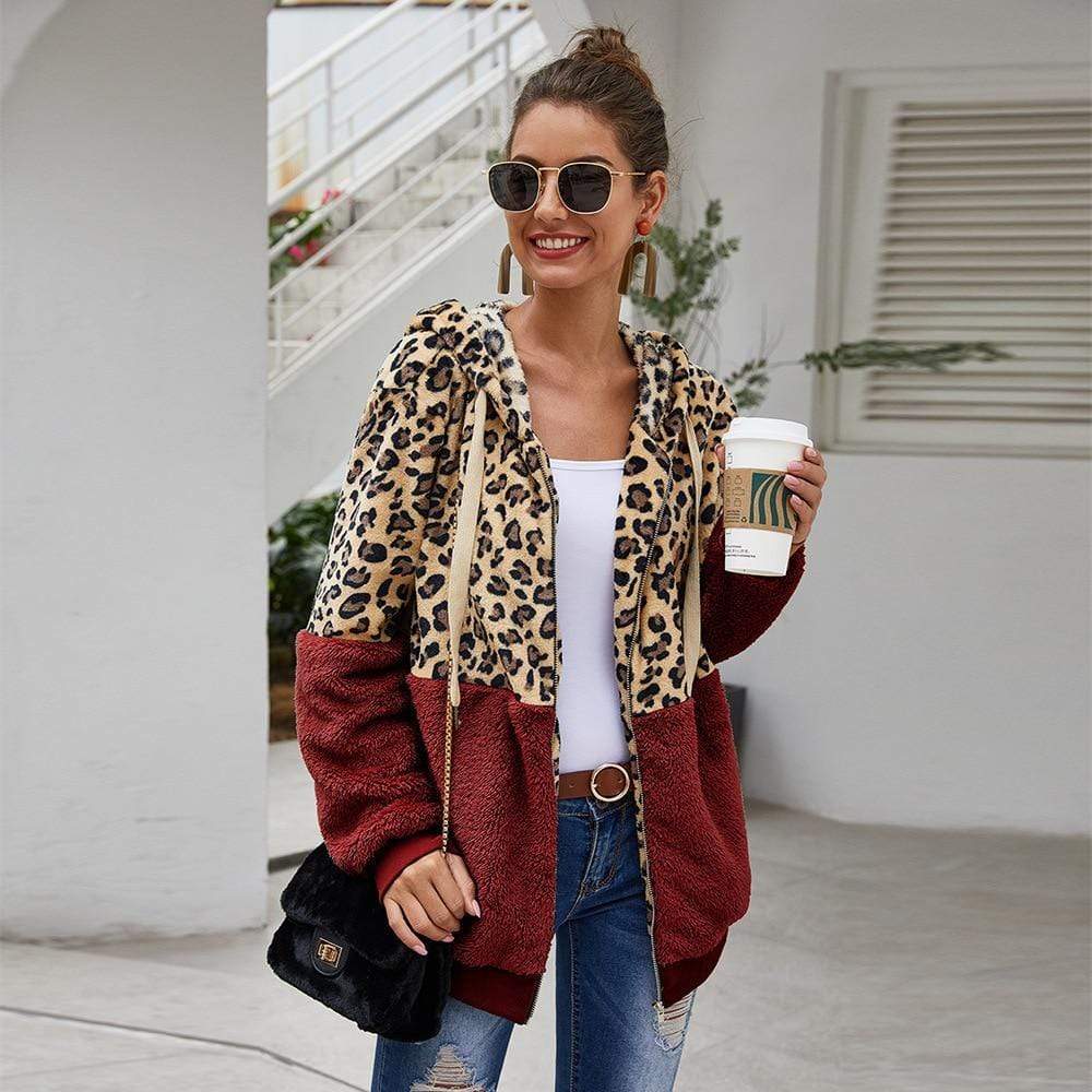 Sudadera de Otoño para Mujer con Capucha Leopardo