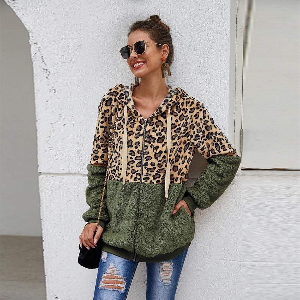 Sudadera de Otoño para Mujer con Capucha Leopardo