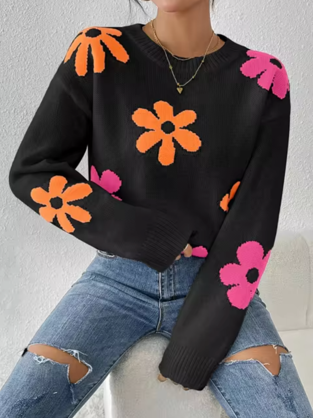 Lara – Jersey de punto con estampado floral