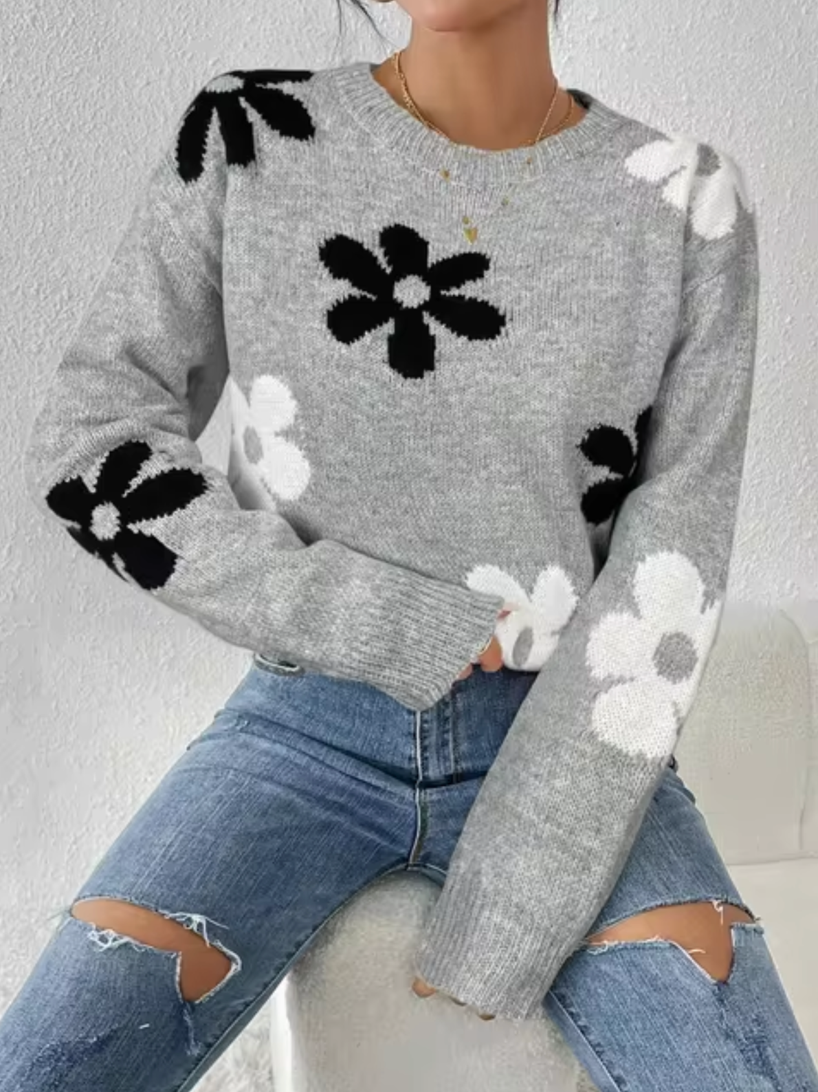 Lara – Jersey de punto con estampado floral