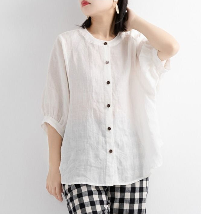 Ivory - Blusa de Lino Oversize