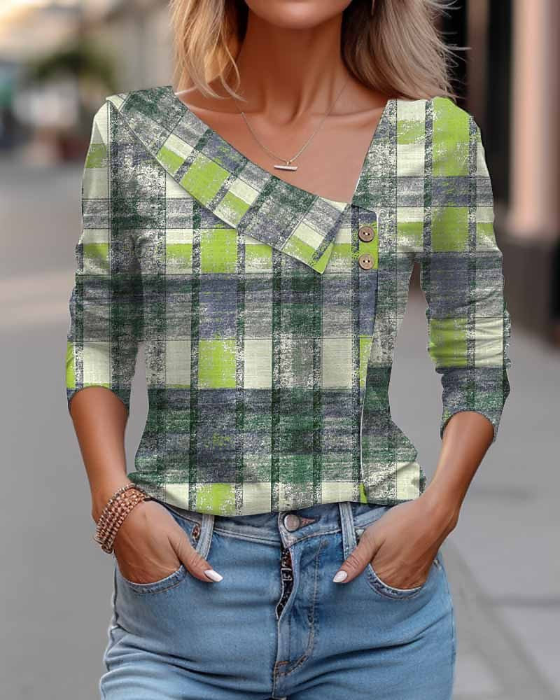 Zaira - Blusa casual a cuadros