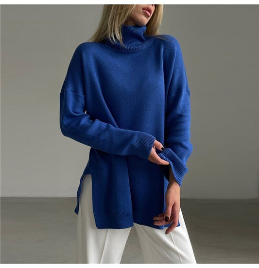 Jessa - Blusa oversize de malla con cuello alto