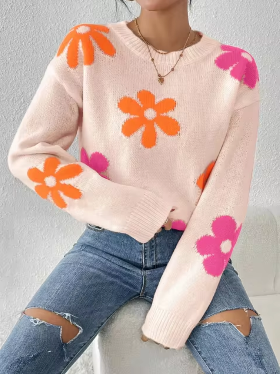 Lara – Jersey de punto con estampado floral